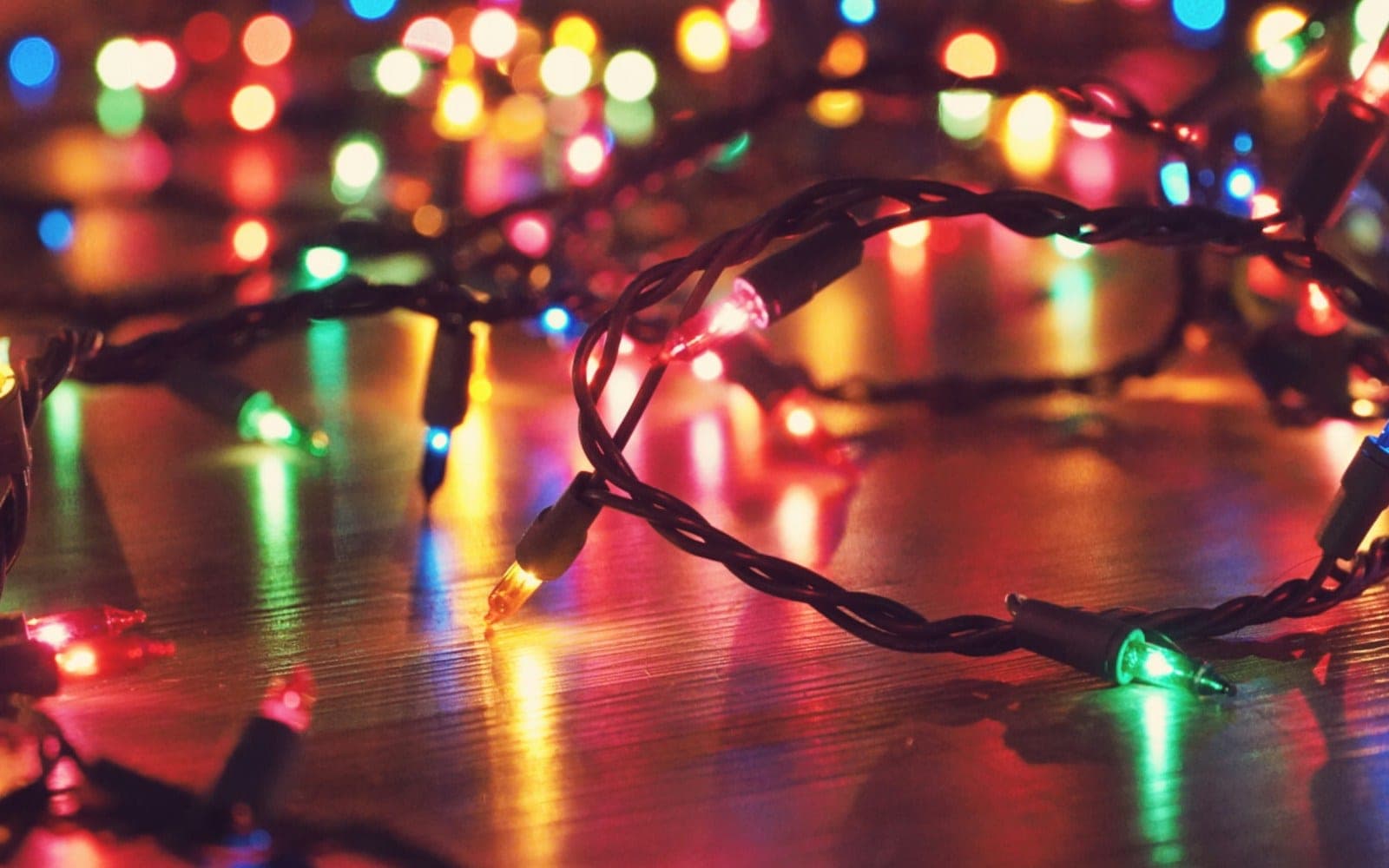 turned-on string lights